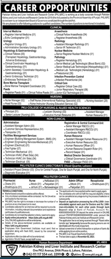 Pakistan-Kidney-and-Liver-Institute-Lahore-Jobs-2023
