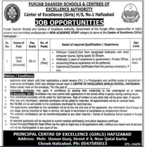 Punjab Daanish School Junior Clerk Job December 2023