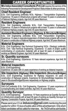M/s Indus Associated Consultants Engineering Jobs 2023