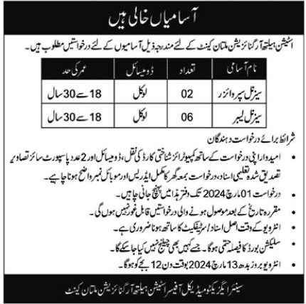 Station Health Organization Multan Cantt Jobs 2024