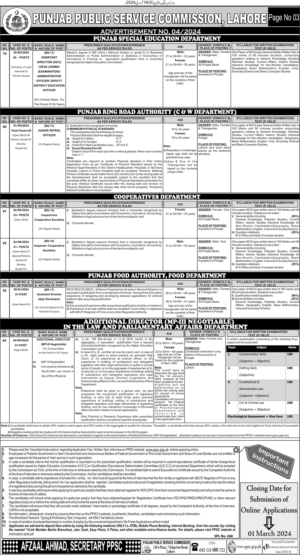 PPSC Punjab Department Jobs Apply Online