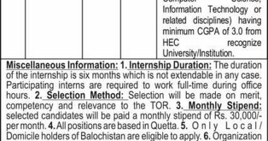 Government Internship Opportunities in Quetta 2024