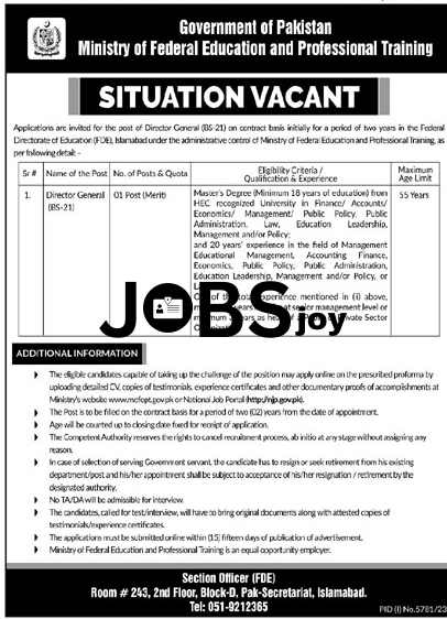 director-general-ministry-of-federal-education-professional-training-jobs-2024