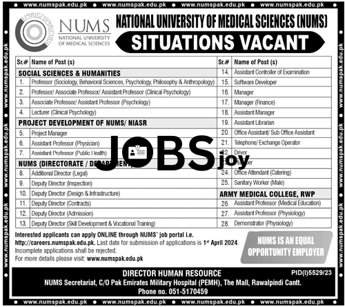 Director Opportunity National University of Medical Sciences 2024