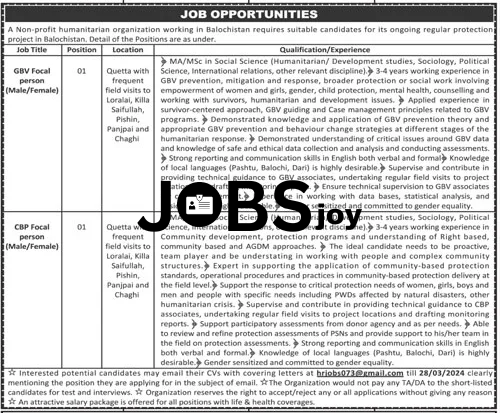 Focal Person Jobs Balochistan 2024