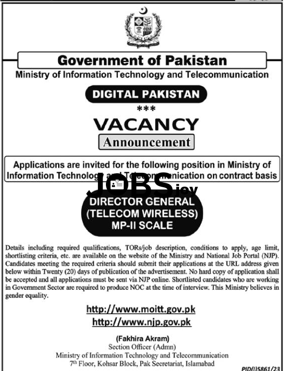 Director Ministry of Information Technology and Telecommunication Jobs 2024