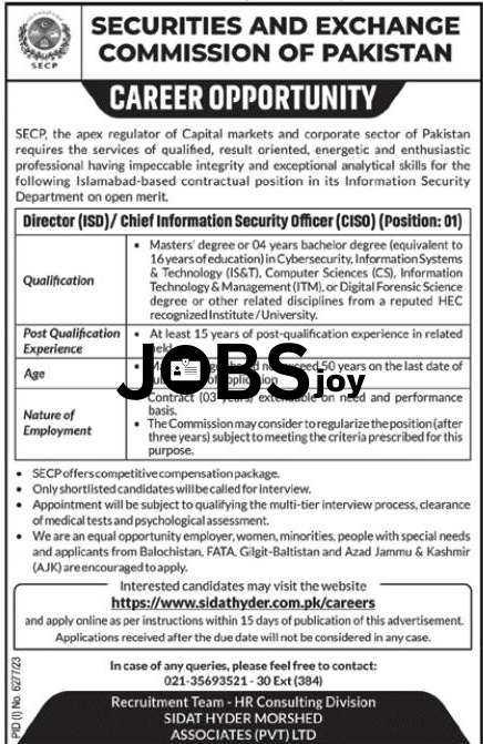 Security & Exchange Commission of Pakistan Director Jobs 2024 - Apply Online