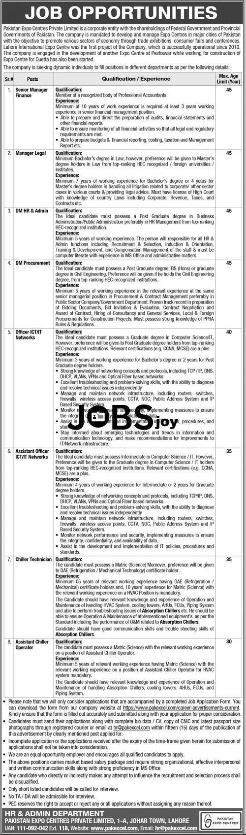 Pakistan Expo Centres Federal Government Manager Jobs 2024 